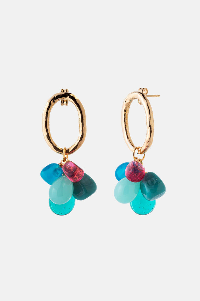 EARRINGS "MURANO" GOLD/TEAL