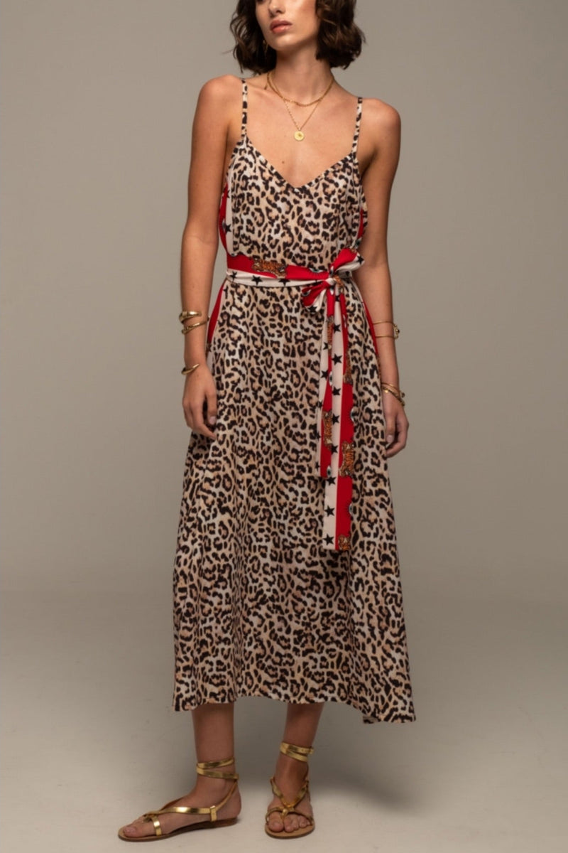 STRAPPY MIDI DRESS "MENAGERIE" LEO