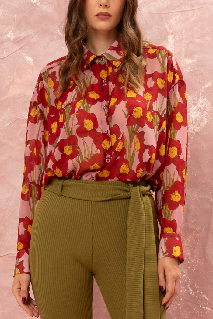 OVERSIZED TRANSPARENT CHIFFON BLOUSE "NARCISSE”