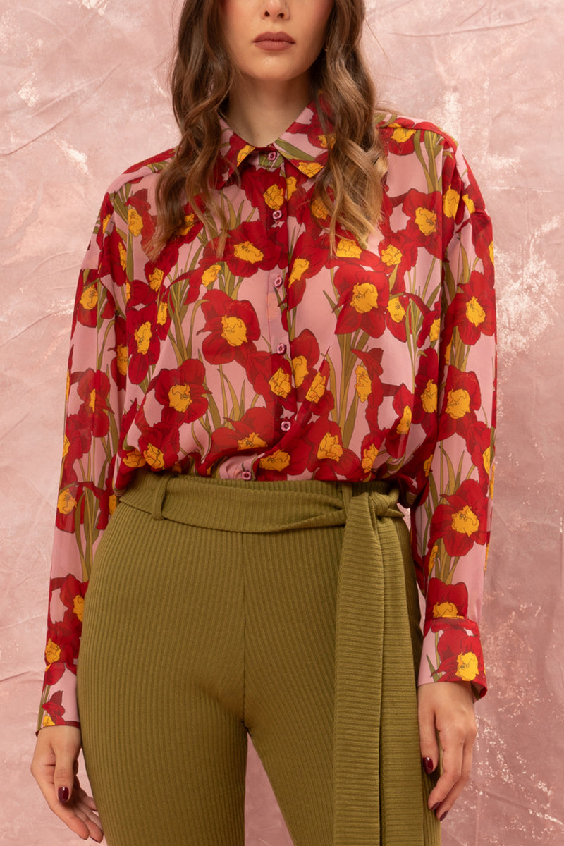 OVERSIZED TRANSPARENT CHIFFON BLOUSE "NARCISSE”