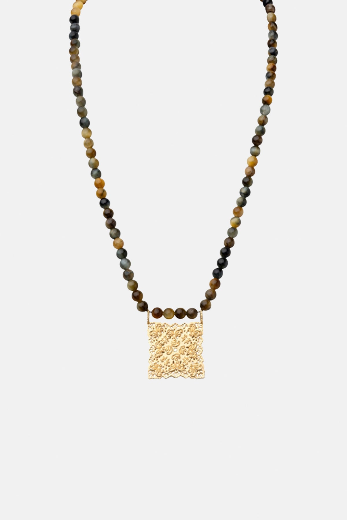 LONG NECKLACE "MODERN NOMAD“ CATS EYE/GOLD
