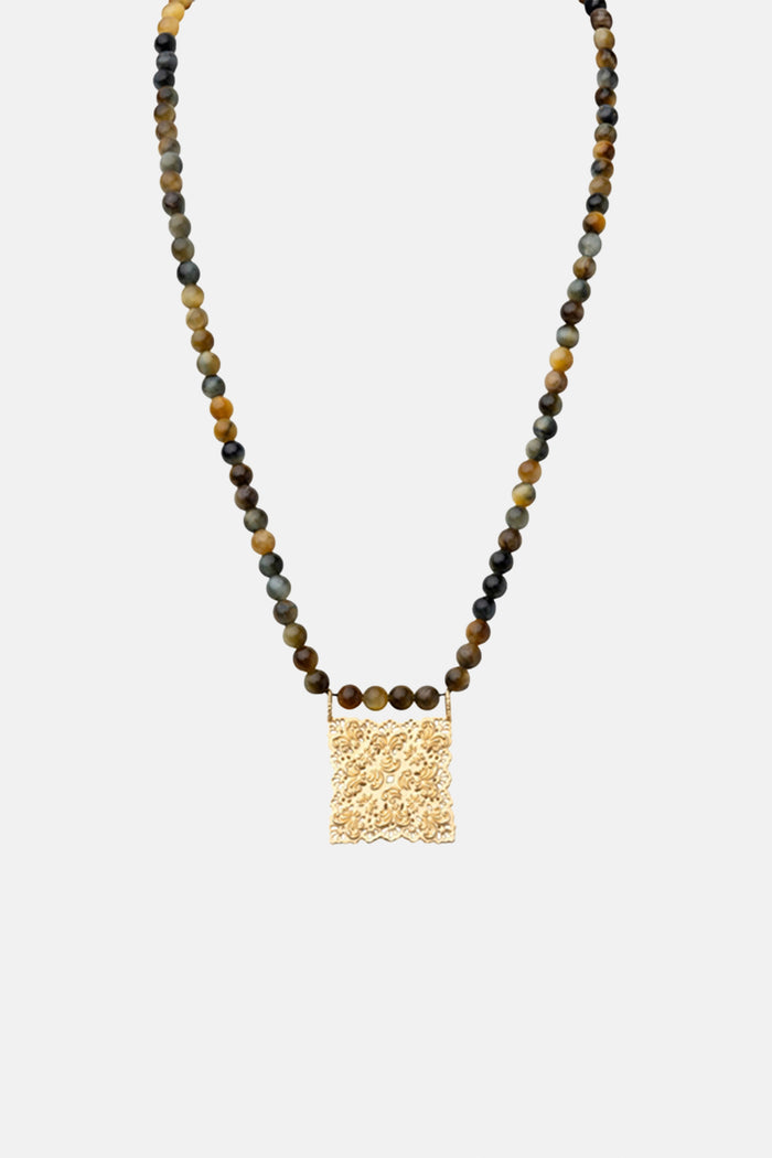 LONG NECKLACE "MODERN NOMAD“ CATS EYE/GOLD
