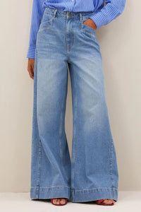 ORGANIC COTTON WIDE LEG DENIM PANTS BLUE