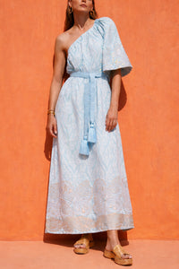 LONG WOVEN ONE SHOULDER DRESS CIEL