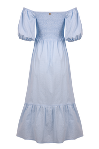 SMOCKED OFF-SHOULDER MIDI DRESS "OPHELIA" SKY BLUE