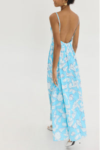 STRAPPY MIDI DRESS "MARY" LIGHT BLUE/ORIGAMI