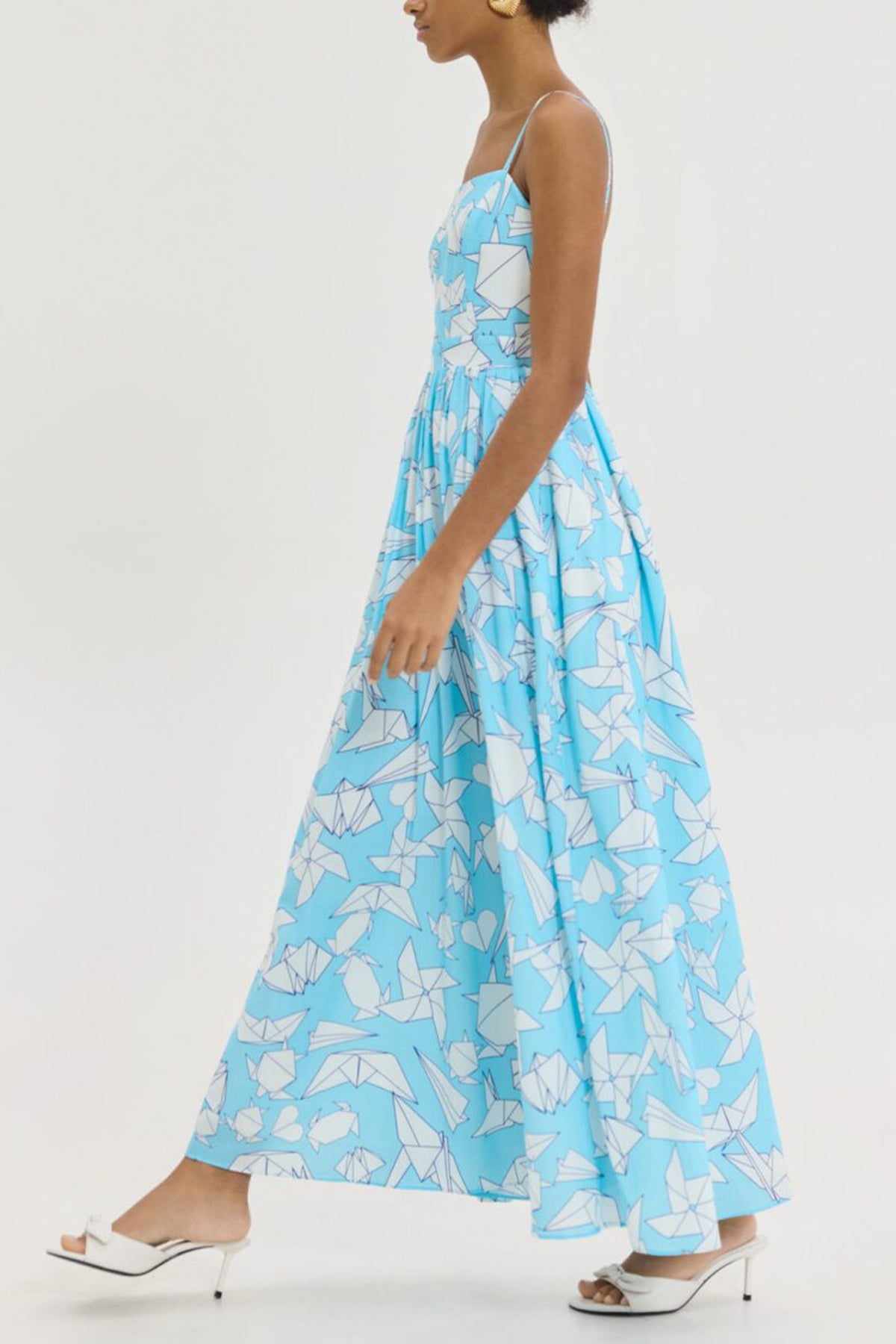 STRAPPY MIDI DRESS "MARY" LIGHT BLUE/ORIGAMI