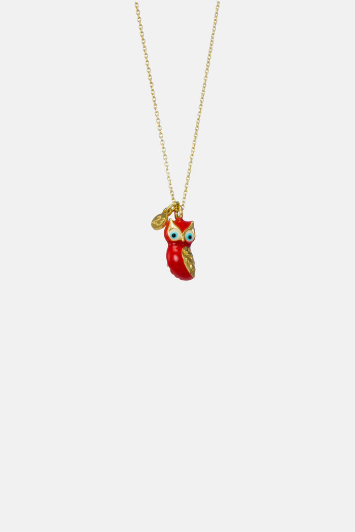 ENAMEL NECKLACE "OWL" RED