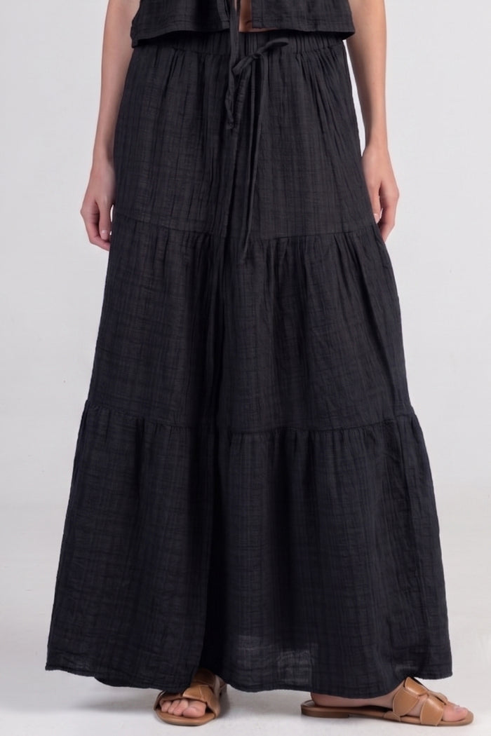 MUSSELINE MAXI SKIRT "PATMOS" BLACK