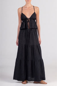 MUSSELINE MAXI SKIRT "PATMOS" BLACK