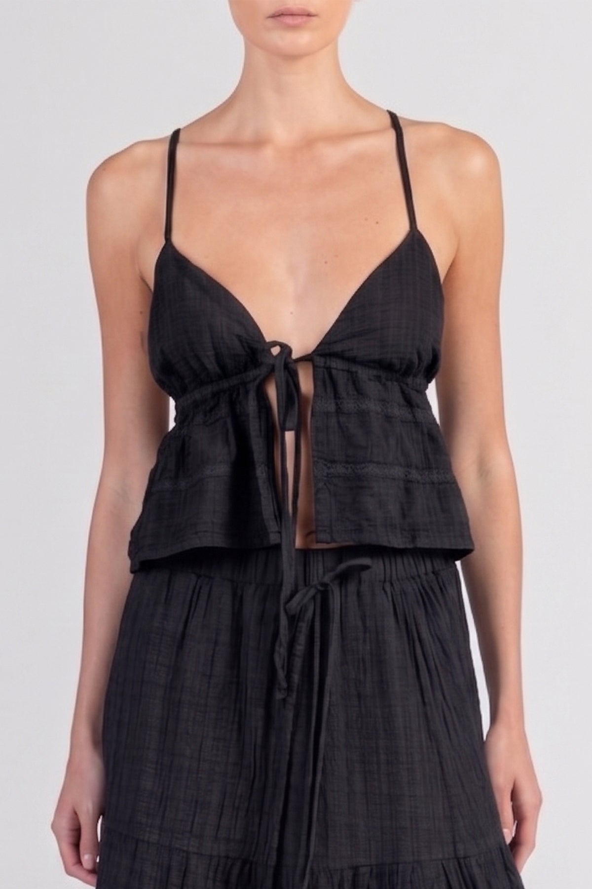 STRAPPY MUSSELINE TOP "PATMOS" BLACK
