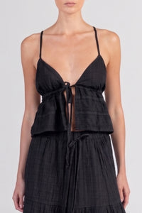 STRAPPY MUSSELINE TOP "PATMOS" BLACK