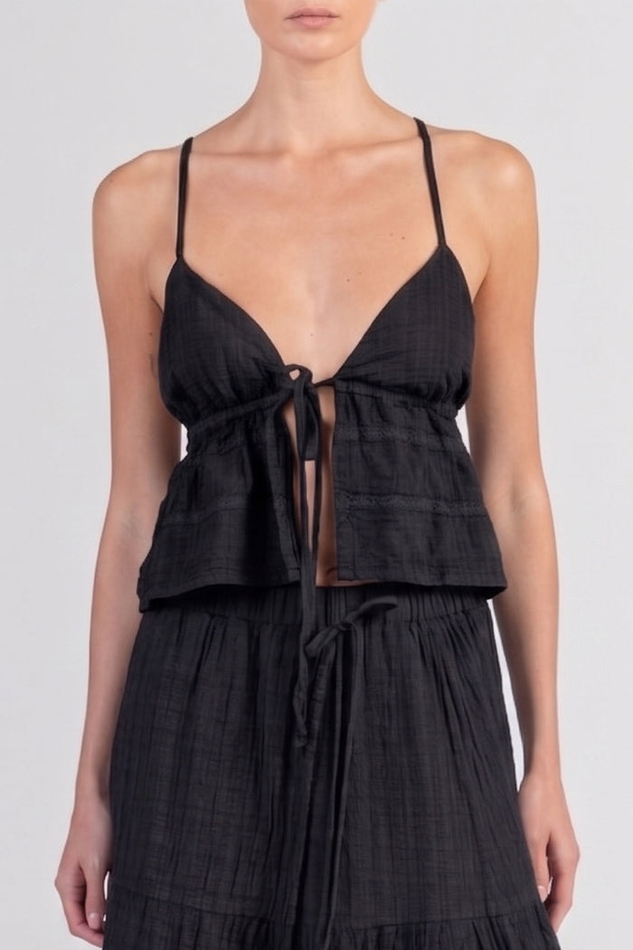 STRAPPY MUSSELINE TOP "PATMOS" BLACK