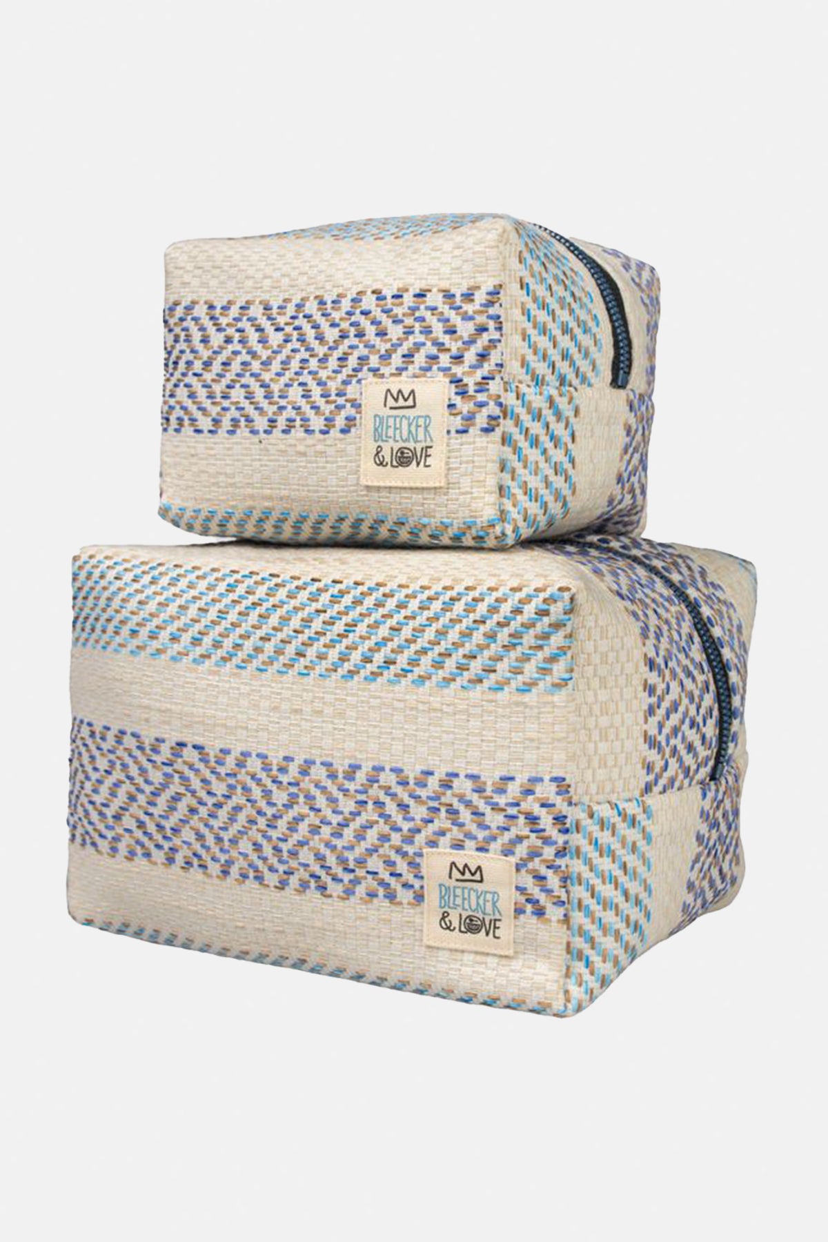 COSMETIC POUCH "PIANOSA" ECRU/MULTI BLUE