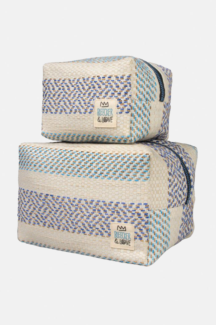 COSMETIC POUCH "PIANOSA" ECRU/MULTI BLUE