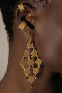 CHANDELIER EARRINGS "POCAHONTAS" GOLD/TIGER EYE