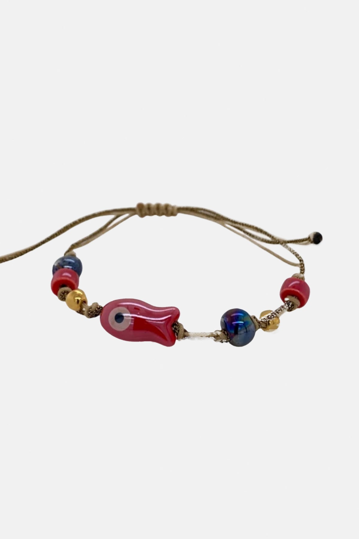 BRACELET WITH CERAMIC BEADS "PSARI" RED/NAVY