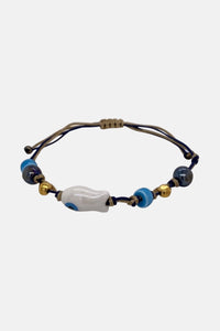 BRACELET WITH CERAMIC BEADS "PSARI" WHITE/BLUE