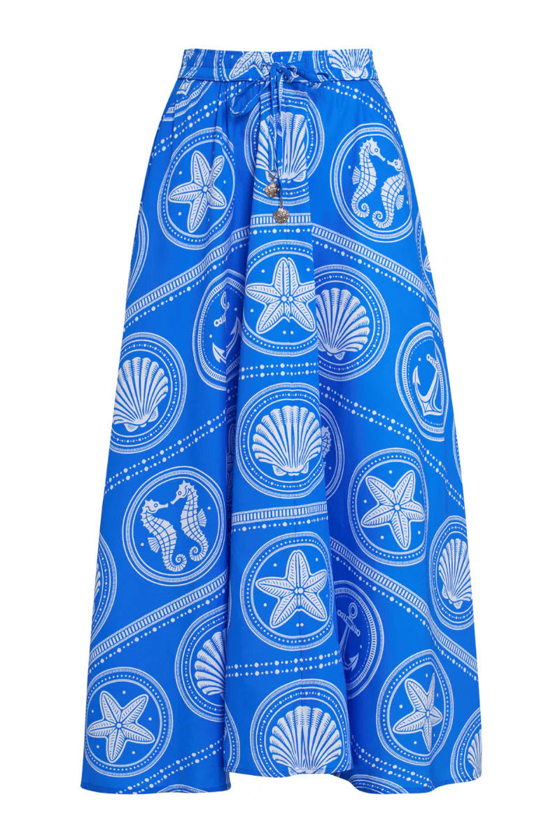 MIDI COTTON SKIRT "TESORO" BLUE/WHITE