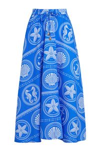 MIDI COTTON SKIRT "TESORO" BLUE/WHITE