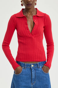 SLIM VISCOSE POLO PULLOVER "SPECTER" MEDIUM RED