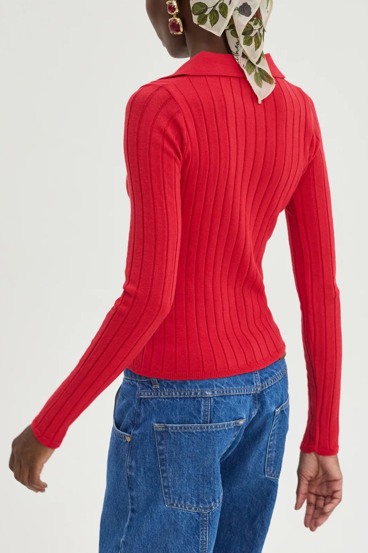 SLIM VISCOSE POLO PULLOVER "SPECTER" MEDIUM RED