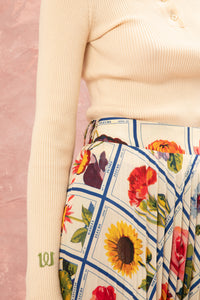 RIBBED VISCOSE POLO PULLOVER CREAM