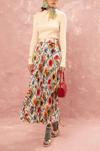 RIBBED VISCOSE POLO PULLOVER CREAM