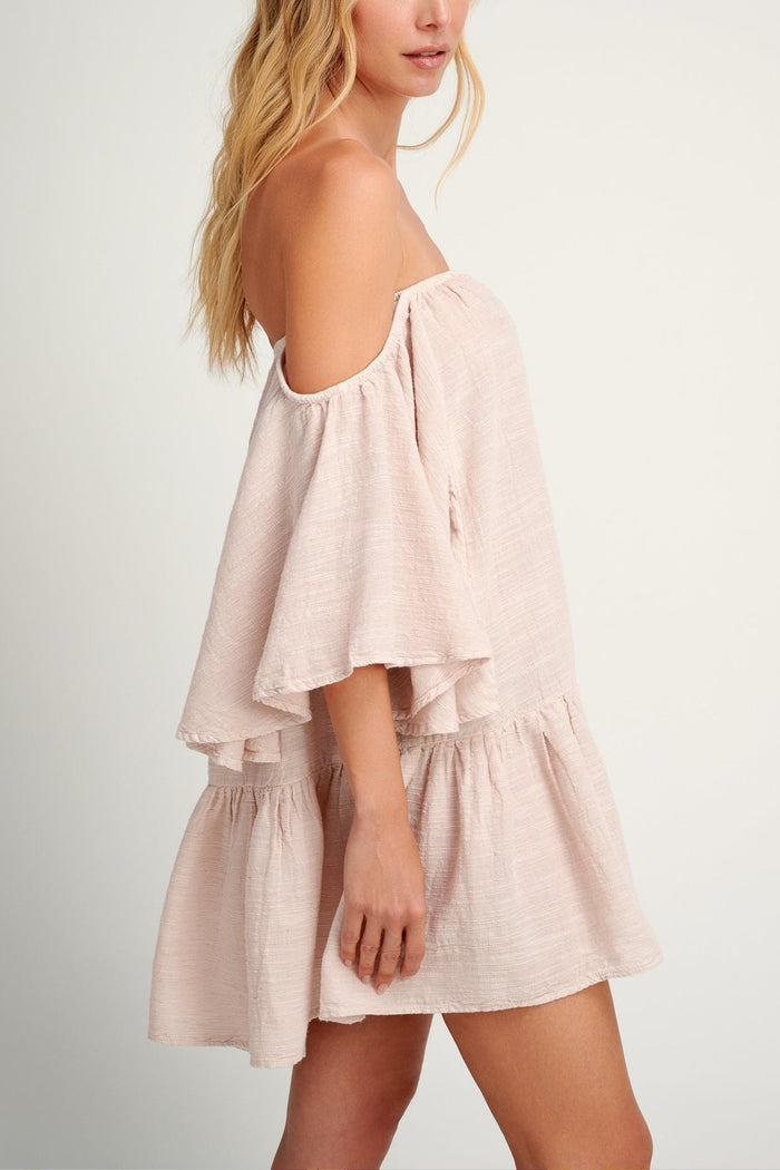 SHORT OFF-SHOULDER DRESS "MALIA" DUSTY PINK