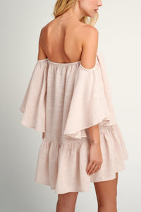 SHORT OFF-SHOULDER DRESS "MALIA" DUSTY PINK