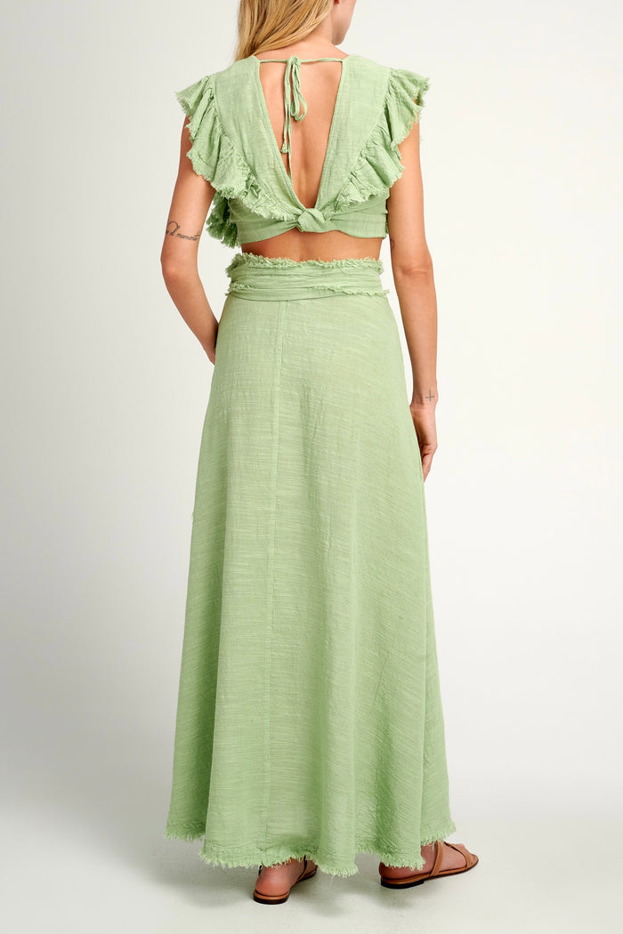 MAXI WRAP SKIRT "MALIA" PISTACHIO