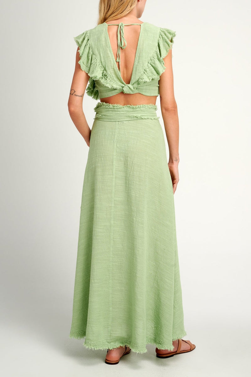 CROP TOP WITH RUFFLES "MALIA" PISTACHIO