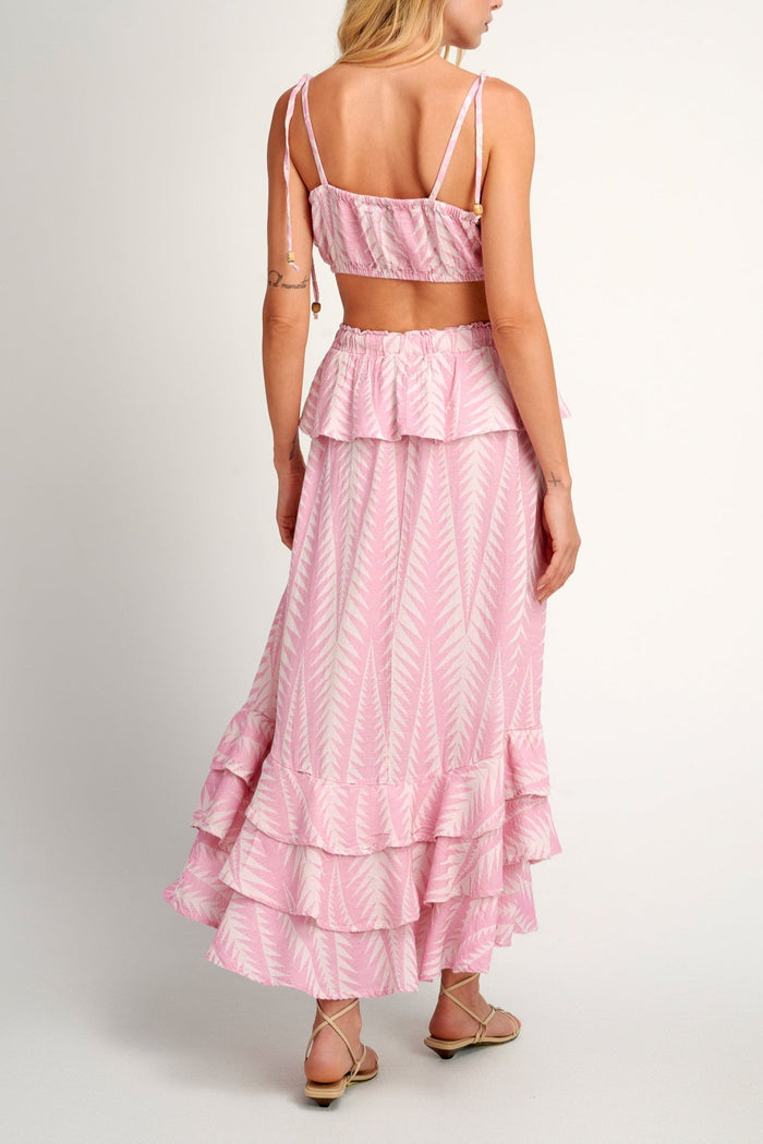 MIDI VOLANTS BOHO SKIRT "FINIKAS" PINK