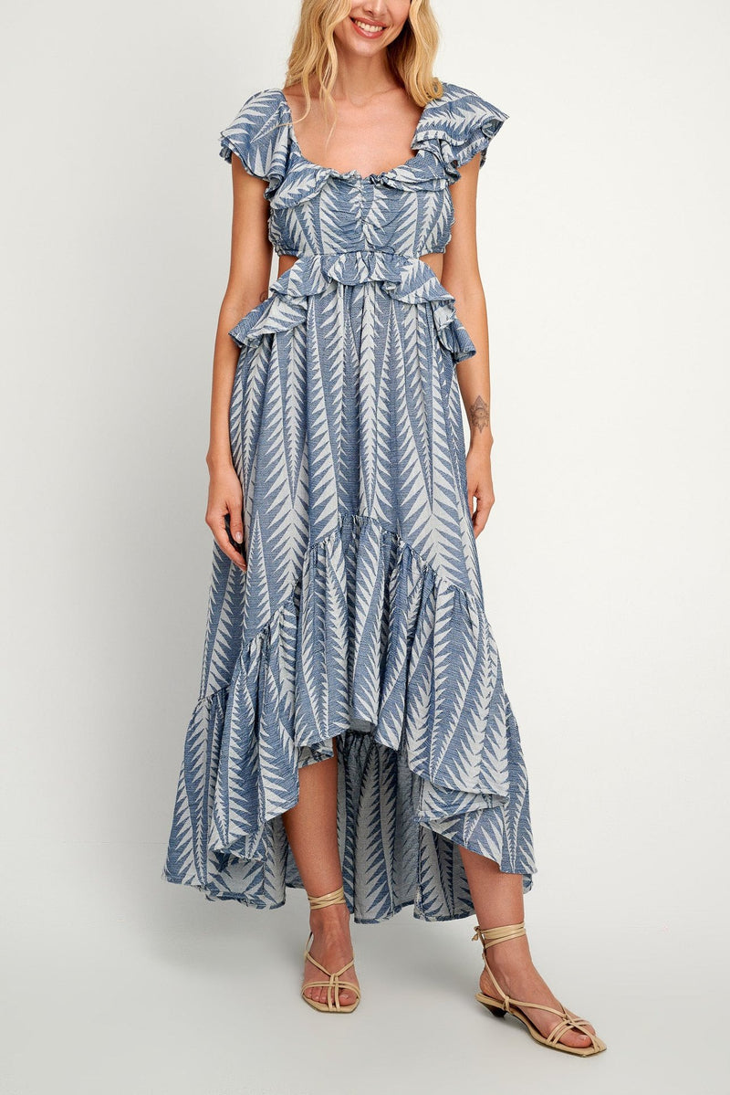 VOLANTS DRESS WITH CUTOUTS "FINIKAS" BLUE