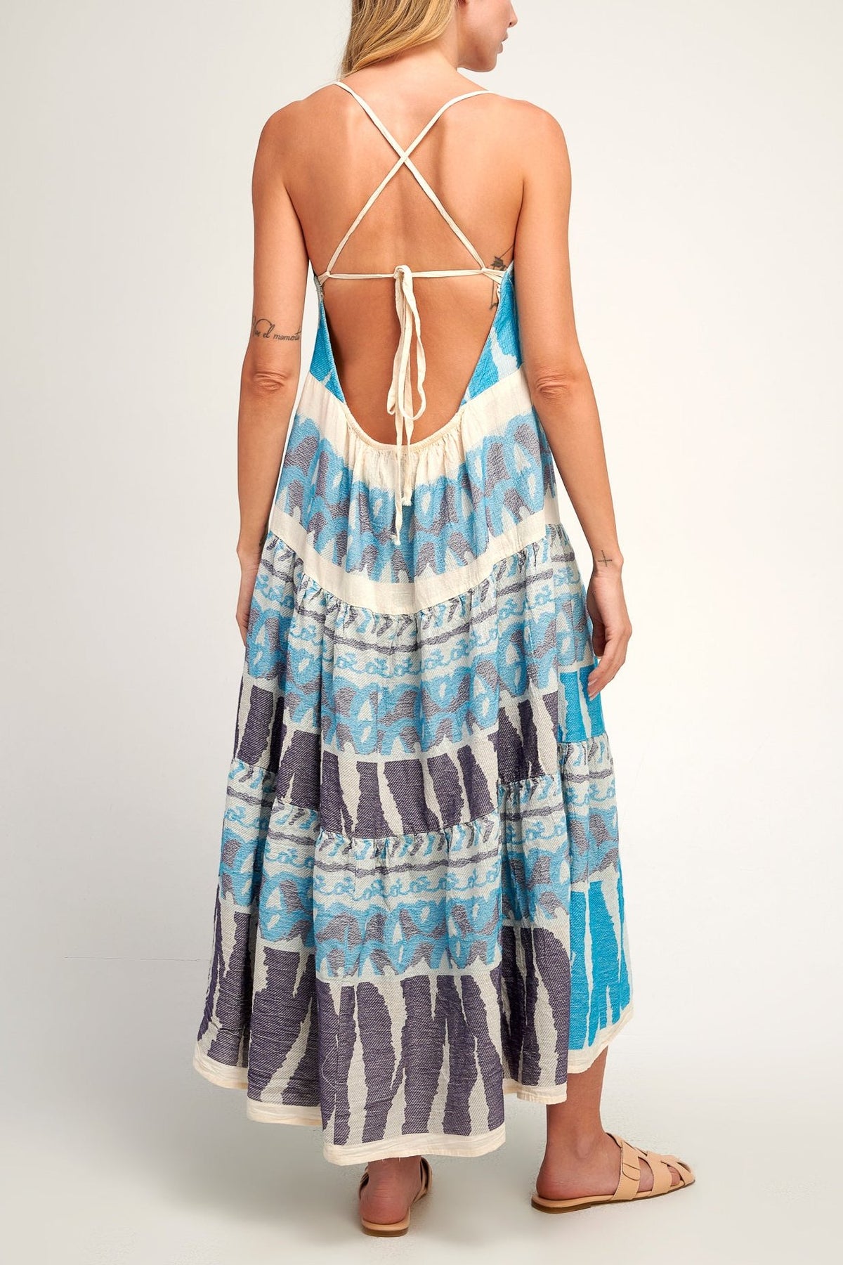 BACKLESS DRESS WITH CUTOUTS "KALOMIRA" BLUE