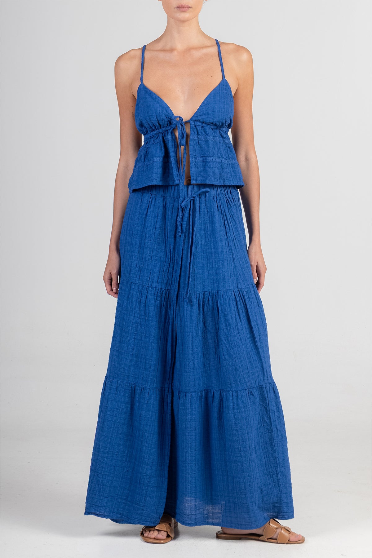 MUSSELINE MAXI SKIRT "PATMOS" GREEK BLUE