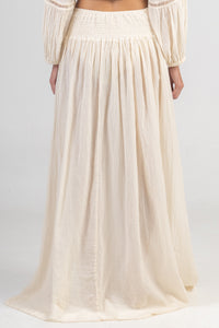 SLITTED MUSSELINE MAXI SKIRT "SYMI" NATURAL