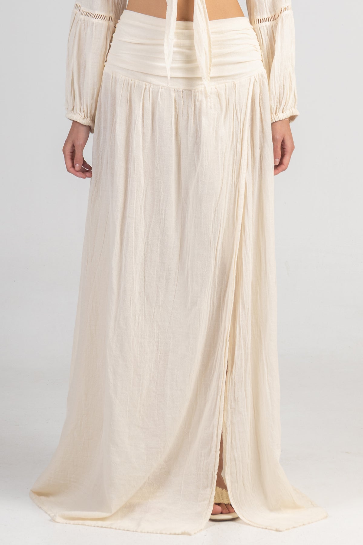 SLITTED MUSSELINE MAXI SKIRT "SYMI" NATURAL