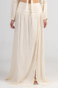 SLITTED MUSSELINE MAXI SKIRT "SYMI" NATURAL