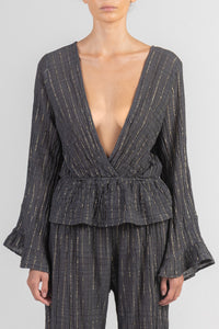 GAUZE BLOUSE "LIMNOS" ANTHRACITE/LUREX