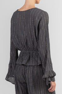 GAUZE BLOUSE "LIMNOS" ANTHRACITE/LUREX
