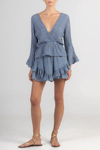 GAUZE BLOUSE "LIMNOS" SKY BLUE/LUREX