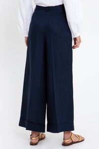 WIDE LEG LINEN PANTS "PURE" NAVY