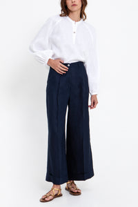 WIDE LEG LINEN PANTS "PURE" NAVY
