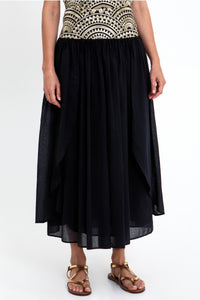 MIDI COTTON SKIRT "TRIANGLE" BLACK/GOLD