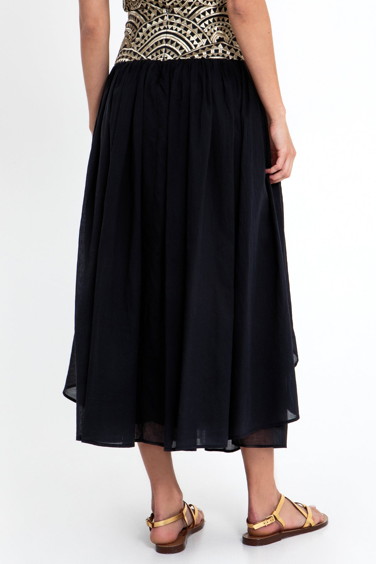 MIDI COTTON SKIRT "TRIANGLE" BLACK/GOLD