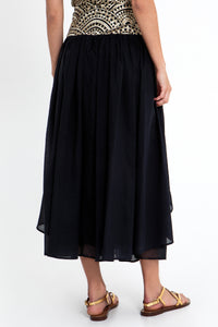 MIDI COTTON SKIRT "TRIANGLE" BLACK/GOLD