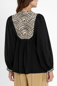 COTTON BLOUSE WITH BUTTONS "TRIANGLE" BLACK/GOLD