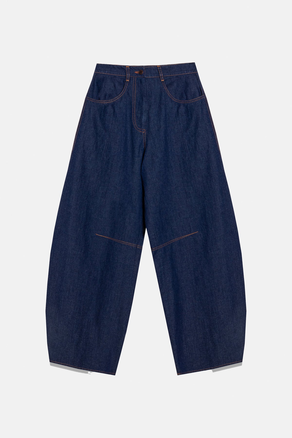 BARREL LEG DENIM PANTS DARK BLUE