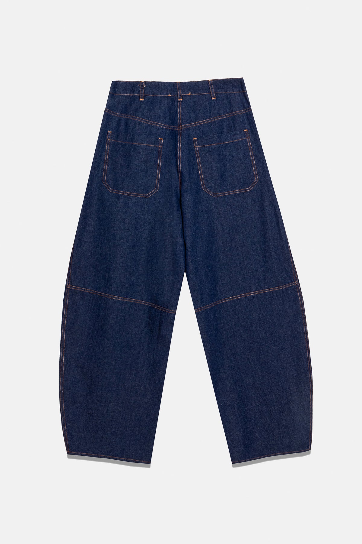 BARREL LEG DENIM PANTS DARK BLUE